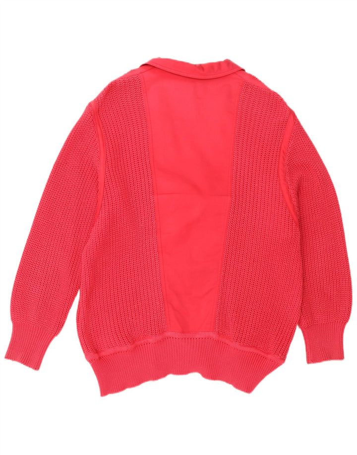 Vintage damski sweter rozpinany z podwójnymi piersiami IT 42 średni róż