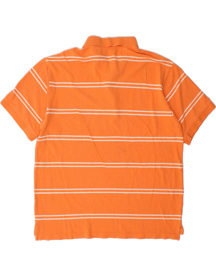 IZOD Mens Polo Shirt 2XL Orange Striped Cotton Vintage Izod and Second-Hand Izod from Messina Hembry 