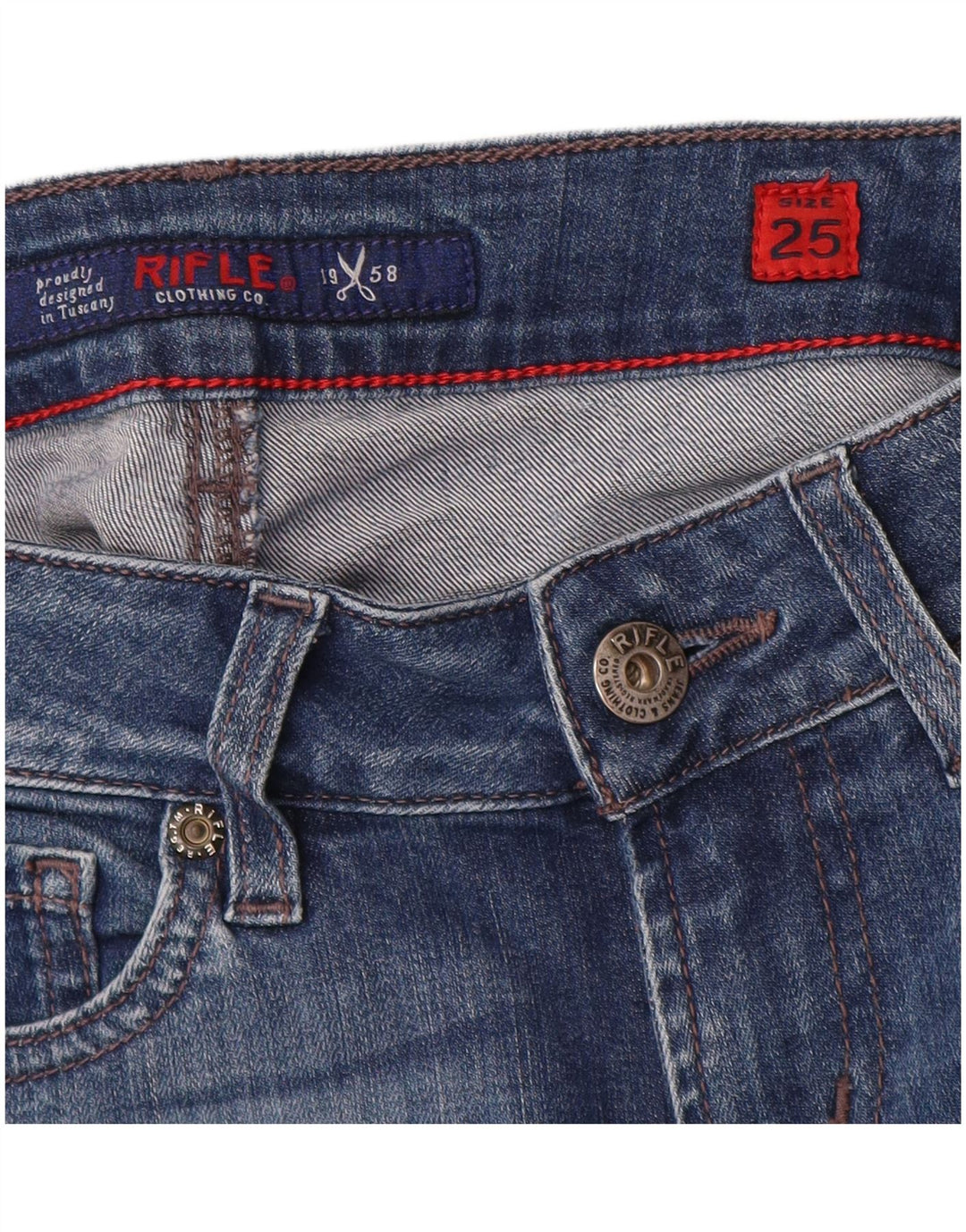 Damskie jeansy rurkowe Rifle W25 L28 Niebieskie