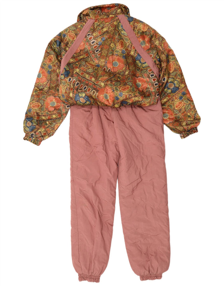 Damski kombinezon narciarski w stylu vintage UK 14 Średni różowy kwiatowy poliester