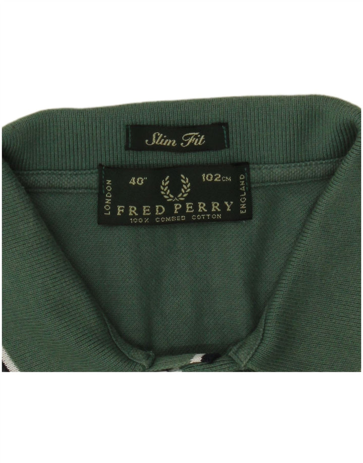 Męska koszulka polo o dopasowanym kroju Fred Perry, średnia zielona bawełna