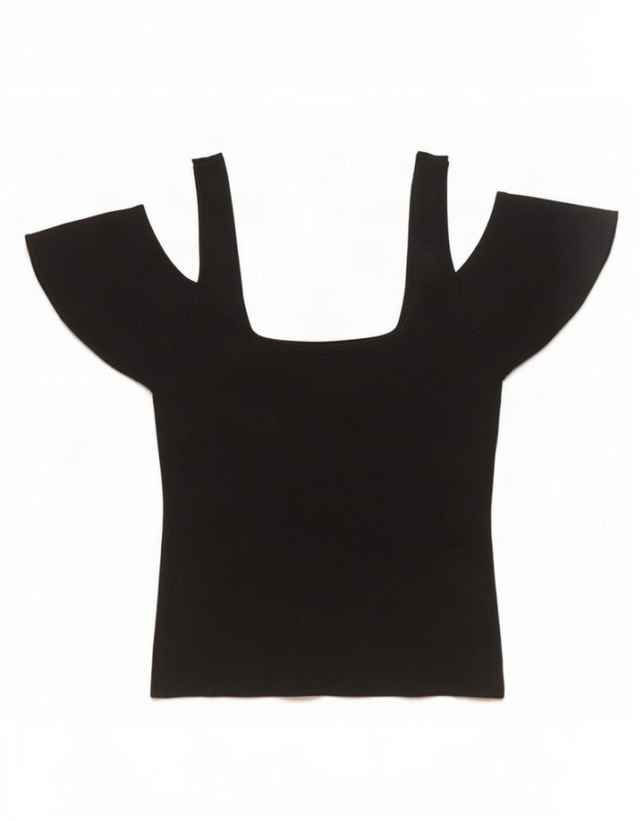Topshop damski top z odkrytymi ramionami UK 10 Small, czarna wiskoza