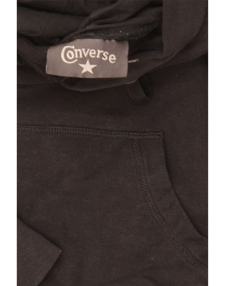 CONVERSE Damski sweter z kapturem z grafiką UK 12, średni czarny, bawełniany