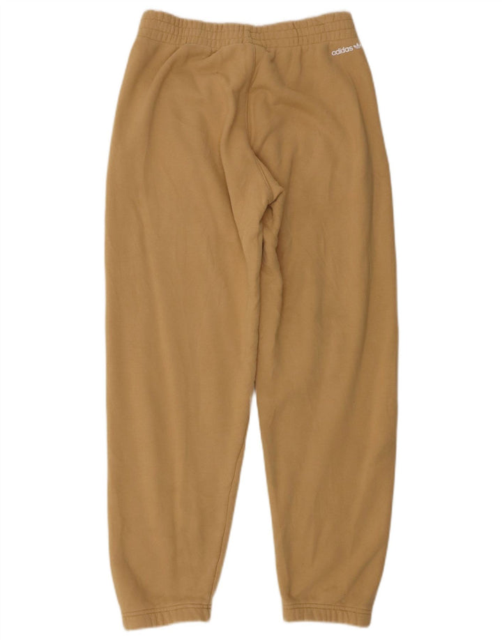 Damskie spodnie dresowe Adidas z grafiką, małe, beżowe, bawełniane