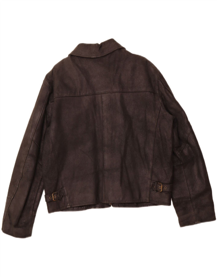 Kurtka skórzana damska VINTAGE UK 16, duża czarna skóra