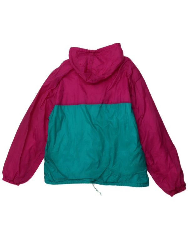 Męska kurtka przeciwdeszczowa z kapturem VINTAGE UK 42 XL Różowy poliamid z blokami kolorów