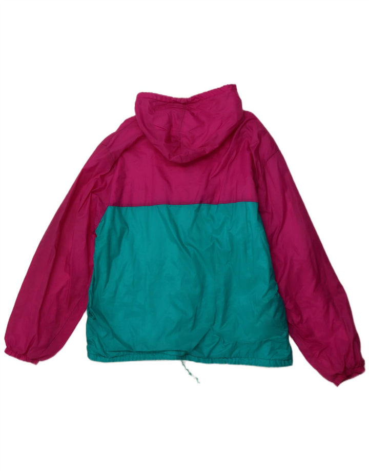 Męska kurtka przeciwdeszczowa z kapturem VINTAGE UK 42 XL Różowy poliamid z blokami kolorów