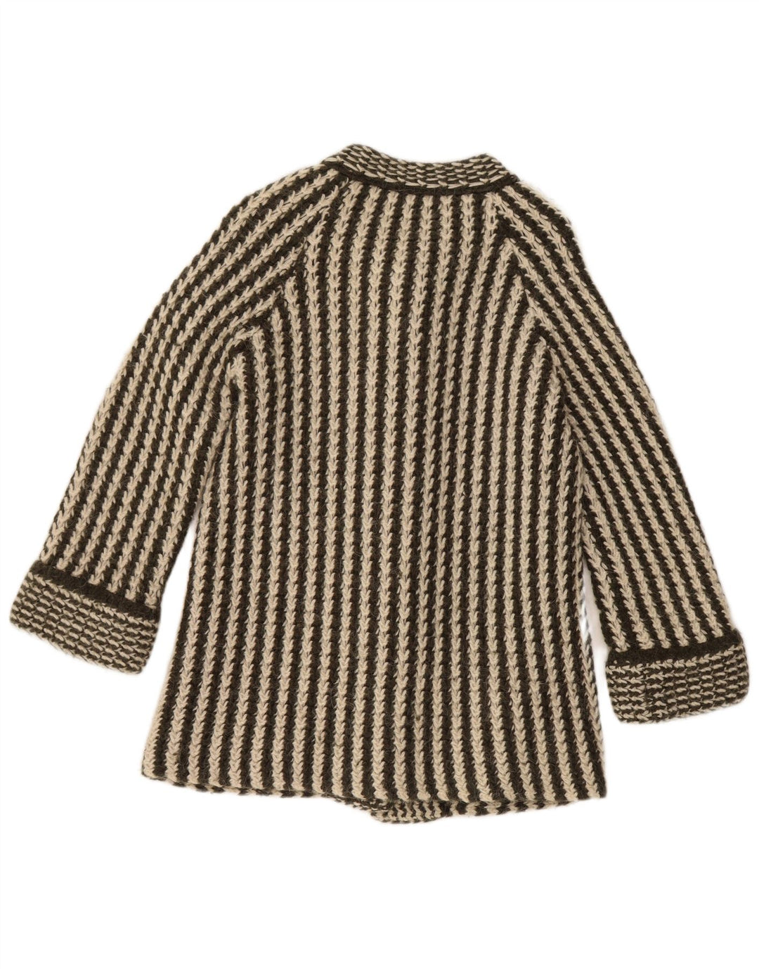 Damski sweter rozpinany z rękawem 3/4 VINTAGE UK 14 w średnie zielone paski