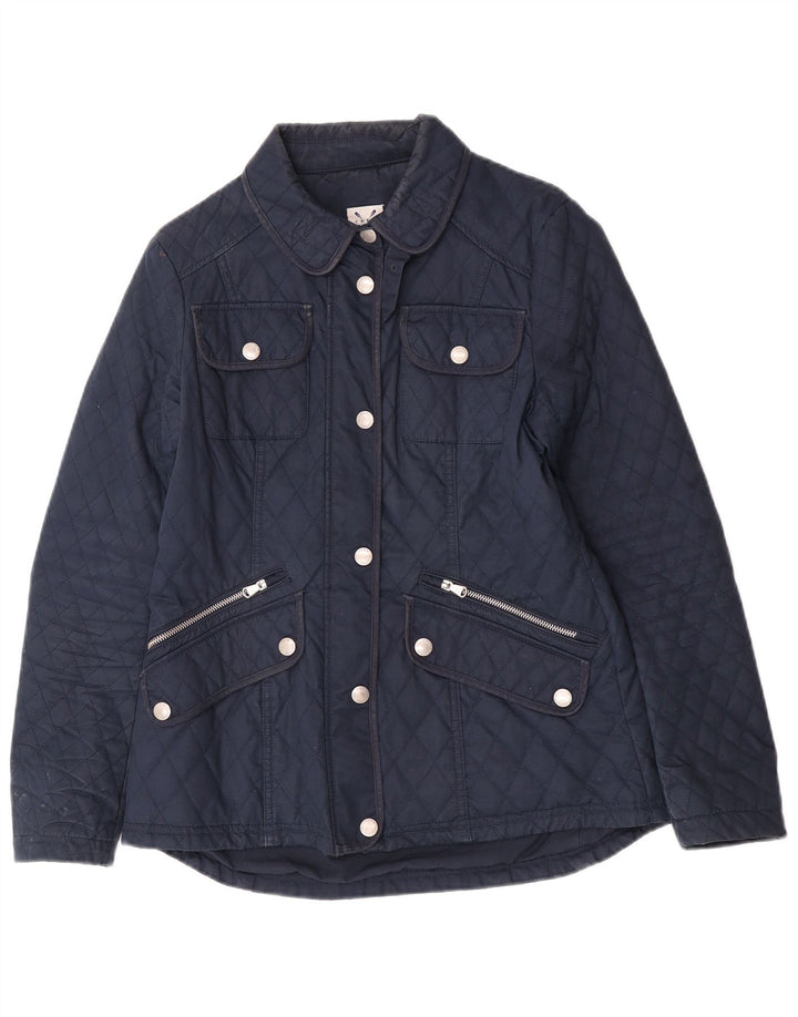 Crew Clothing Damska pikowana kurtka o regularnym kroju UK 10, mała, granatowa