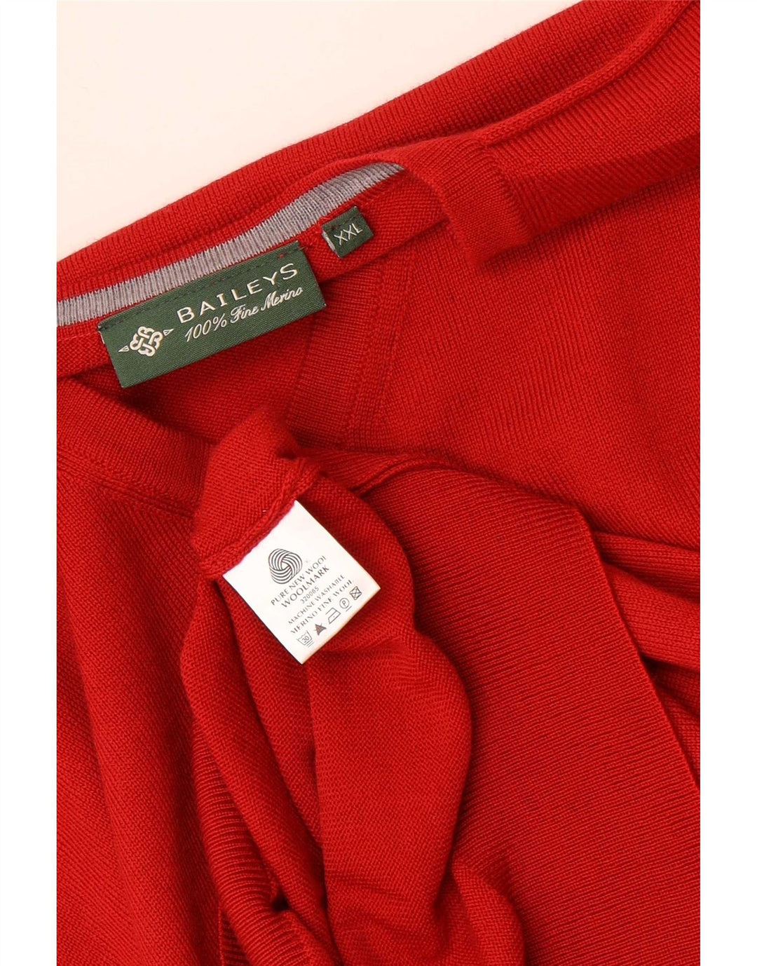 Baileys Męski sweter z dekoltem w kształcie litery V, 2XL, czerwona nowa wełna