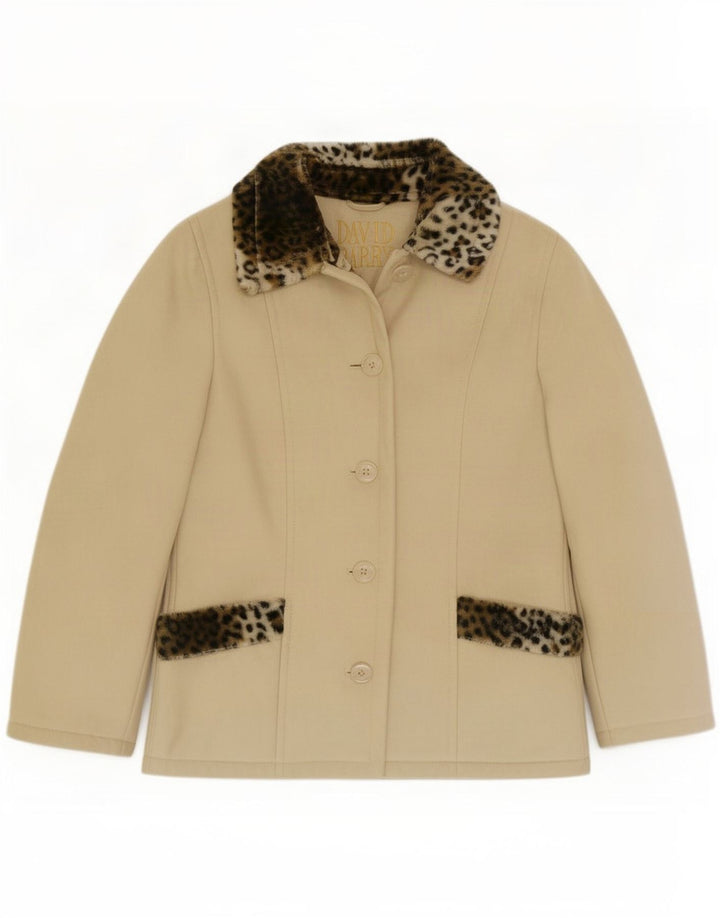 David Barry – damska marynarka zapinana na 4 guziki UK 12 Medium Beige Animal Print