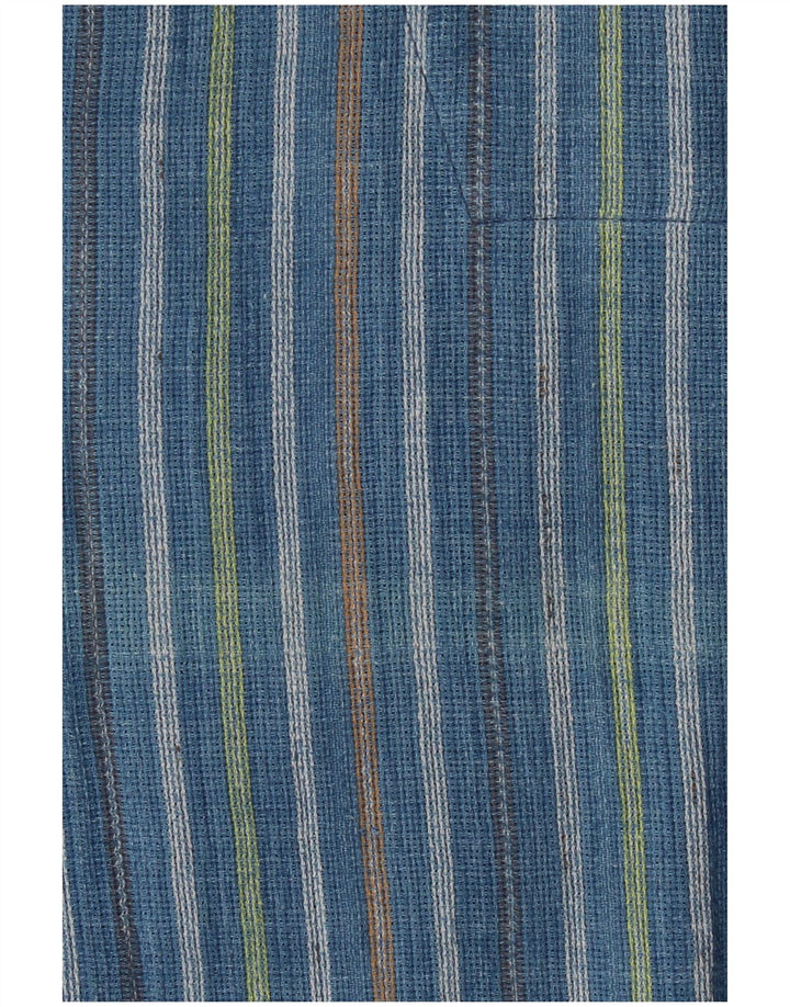 VINTAGE Męska koszula pulowerowa o luźnym kroju z krótkim rękawem, w średnie niebieskie paski