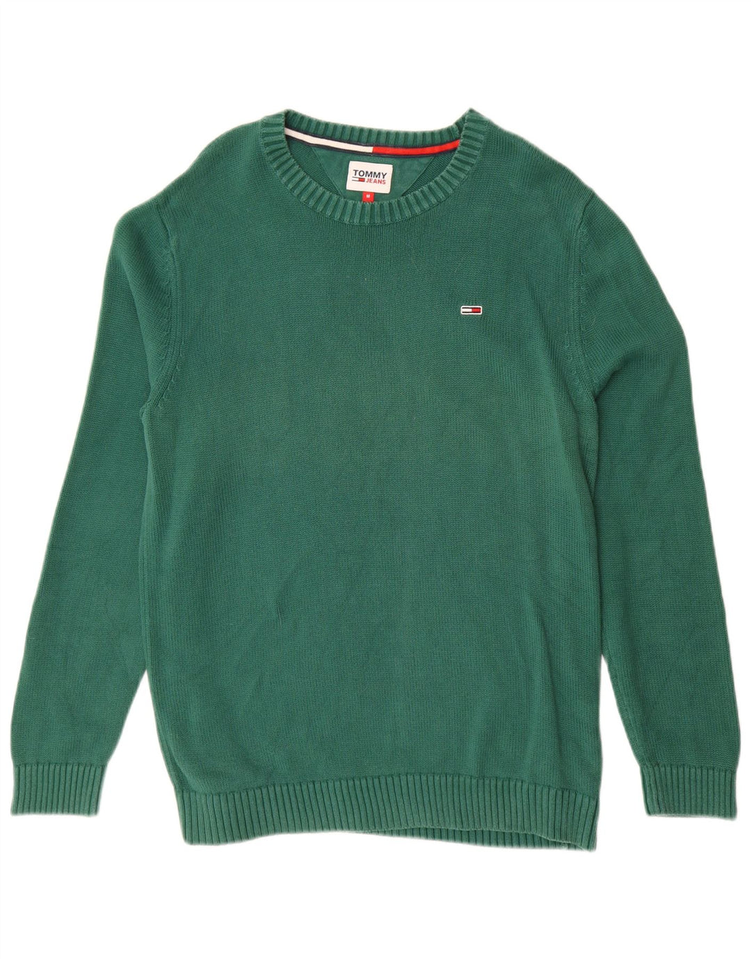 Męski sweter z wycięciem pod szyją TOMMY HILFIGER Średni zielony, bawełniany