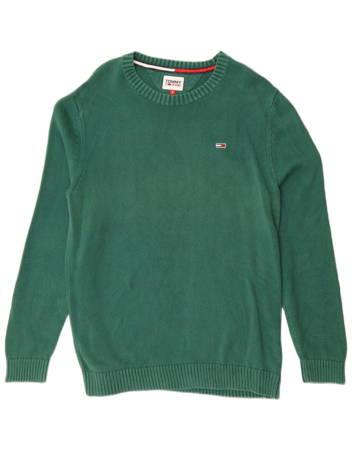 Męski sweter z wycięciem pod szyją TOMMY HILFIGER Średni zielony, bawełniany