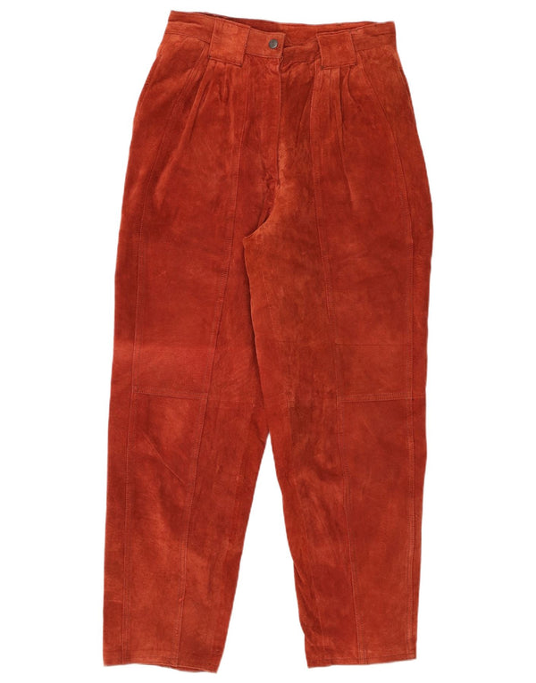 Zamszowe spodnie damskie VINTAGE z wysokim stanem EU 4 Medium W26 L28 Burgundowe