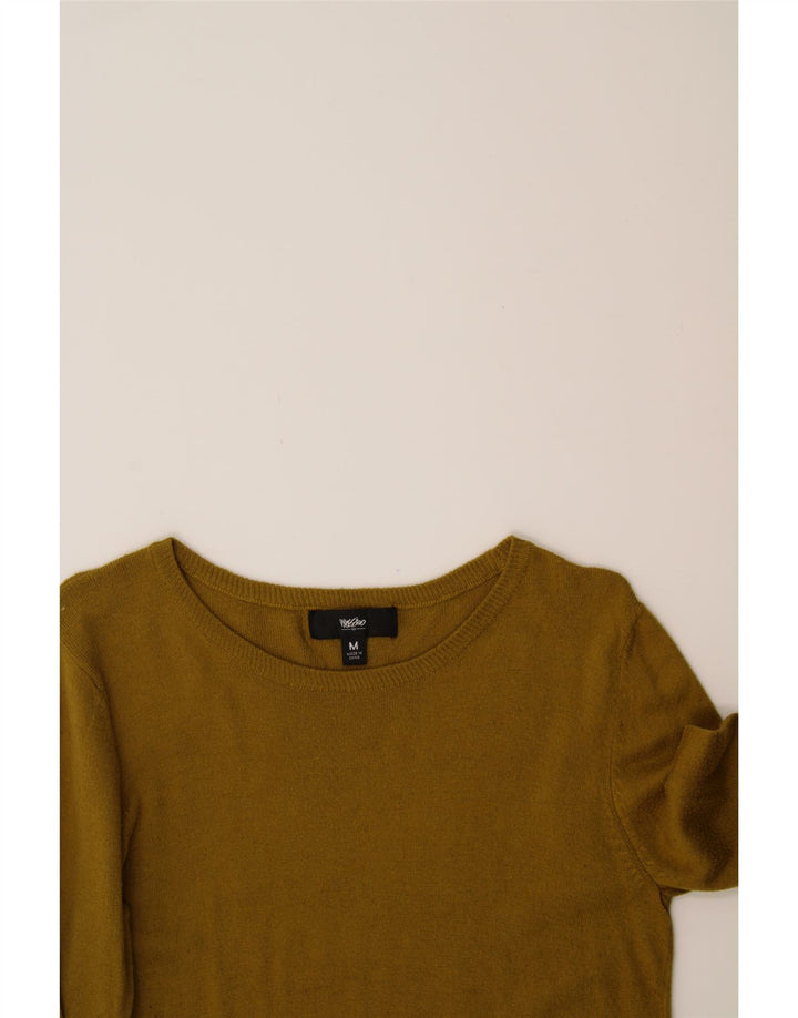 MOSSIMO Womens Boat Neck Jumper Sweater UK 12 Medium Khaki Nylon Vintage Mossimo and Second-Hand Mossimo from Messina Hembry 