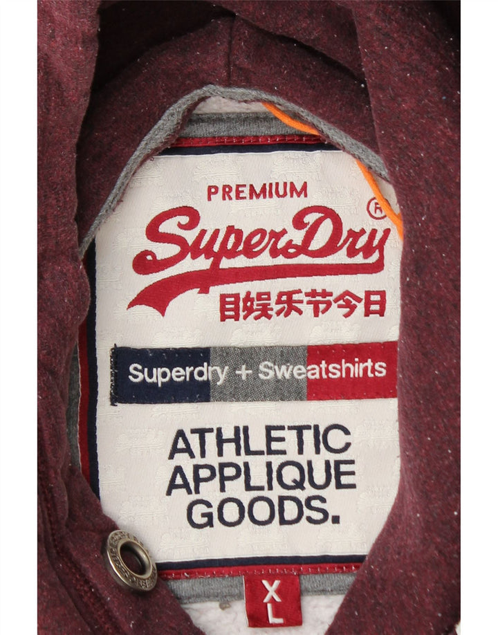 SUPERDRY Męski sweter z kapturem i grafiką XL, bordowy, bawełniany