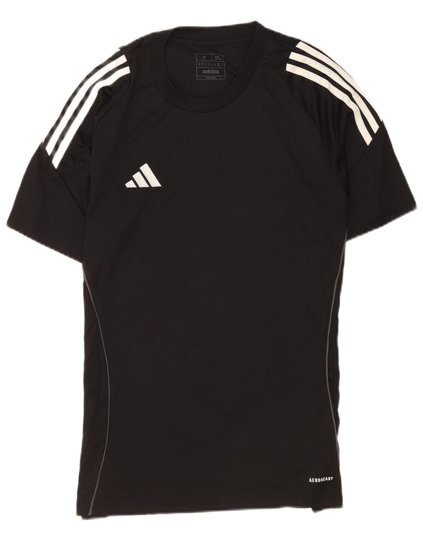 Adidas Męska koszulka z krótkim rękawem Slim Fit Top, średnia, czarna, poliestrowa koszulka sportowa