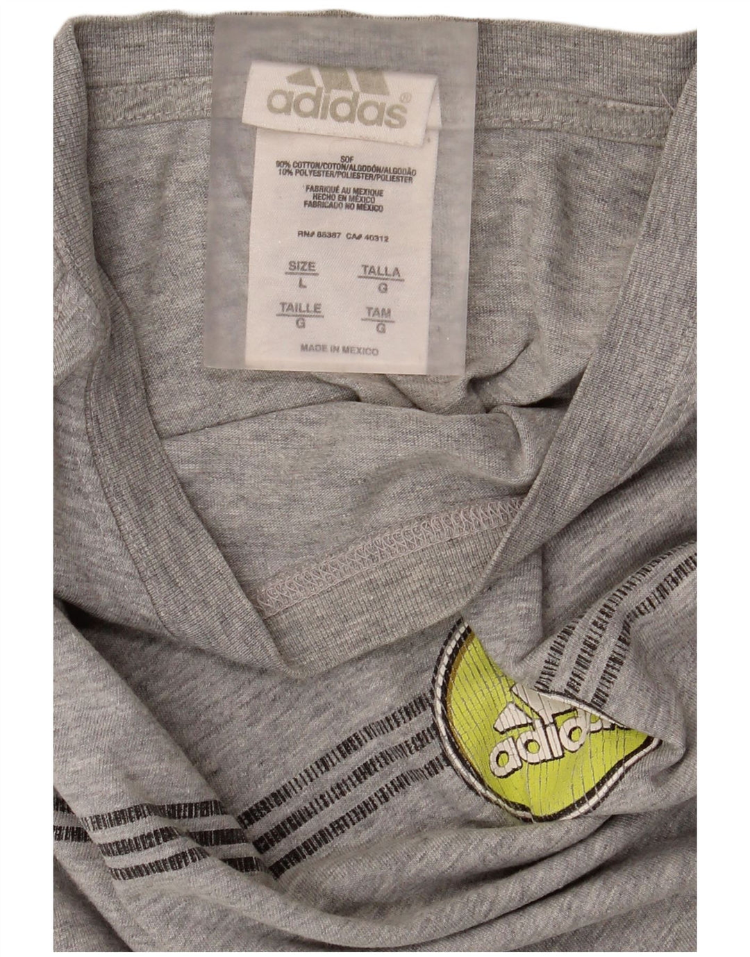 Adidas Męski graficzny top z długim rękawem, duży, szary, bawełniany