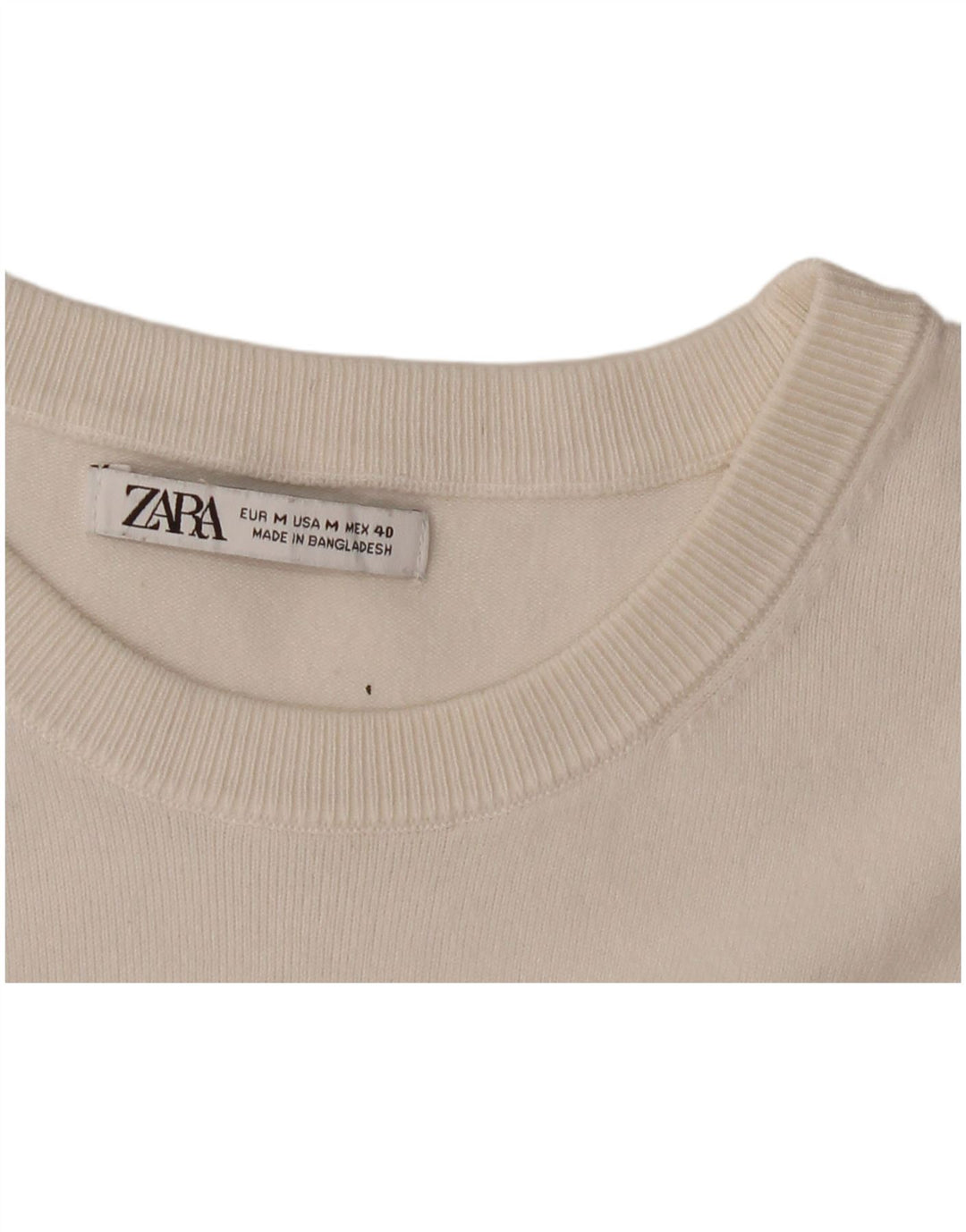 ZARA Mens Short Sleeve Boat Neck Jumper Sweater Medium White