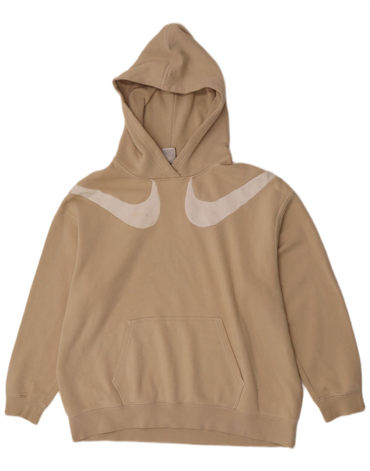 Męski sweter z kapturem Nike z grafiką, duży, beżowy, bawełniany