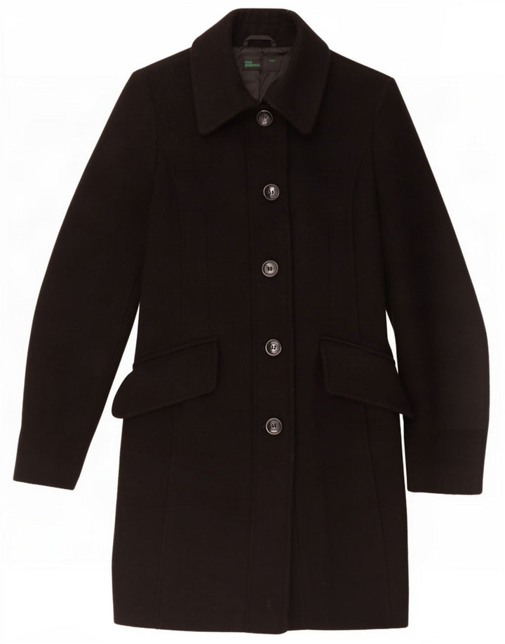 Płaszcz damski Benetton UK 6 XS, czarna wełna