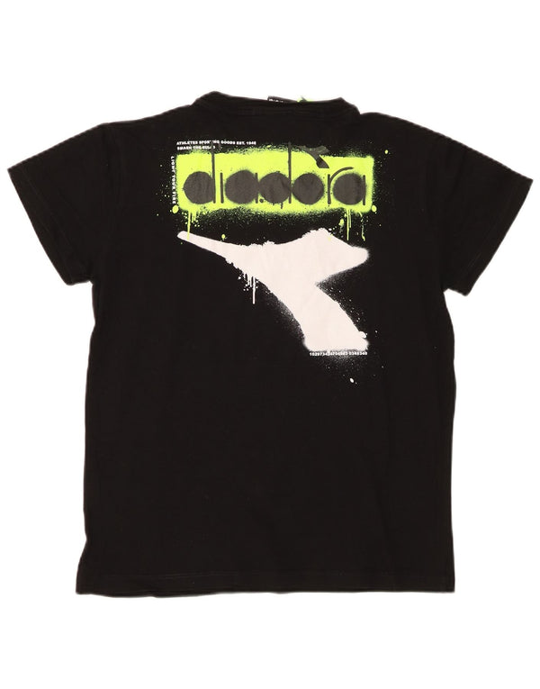 Chłopięcy T-shirt z grafiką Diadora, 13-14 lat, czarna bawełna