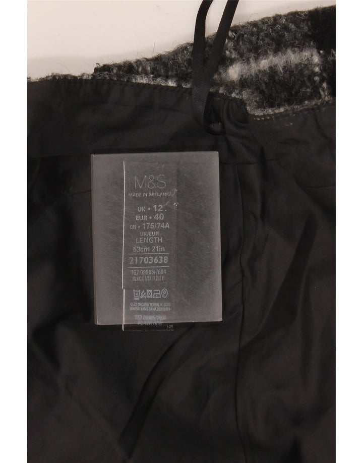 Marks & Spencer Damska spódnica mini UK 12 Medium W32 Szara kratka, akryl