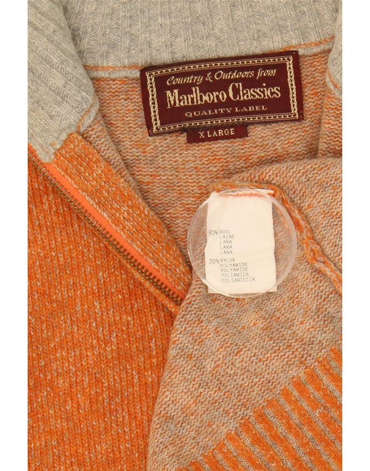 Marlboro Classics Męski sweter z zamkiem błyskawicznym XL, pomarańczowy, wełniany
