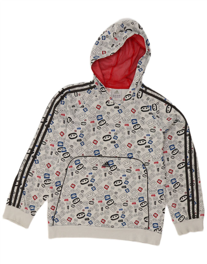 Adidas Chłopięca Bluza Z Kapturem Abstrakcyjny Wzór 15-16 Lat Biała Geometryczna
