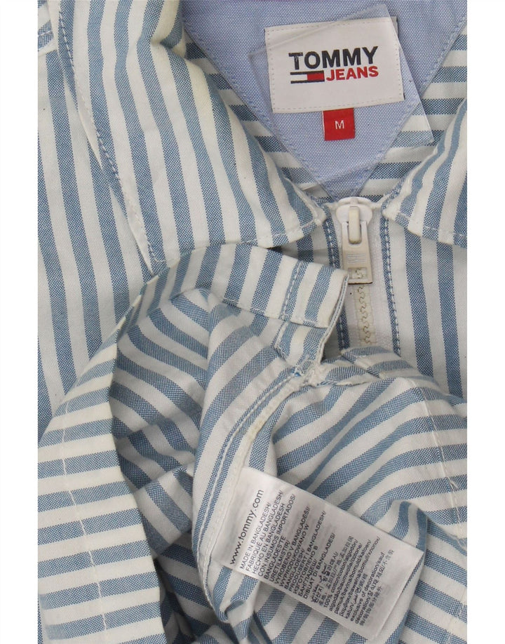 Męska koszula pulowerowa z krótkim rękawem Tommy Hilfiger, bawełniana w średnie niebieskie paski