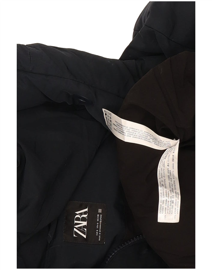 Damska, oversize'owa, wyściełana kurtka z kapturem, zara UK 10, mała, granatowa