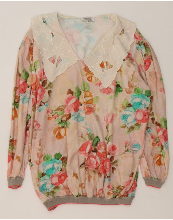 Damska bluzka oversize w stylu vintage IT 48 XL, wielobarwna, kwiecista bawełna