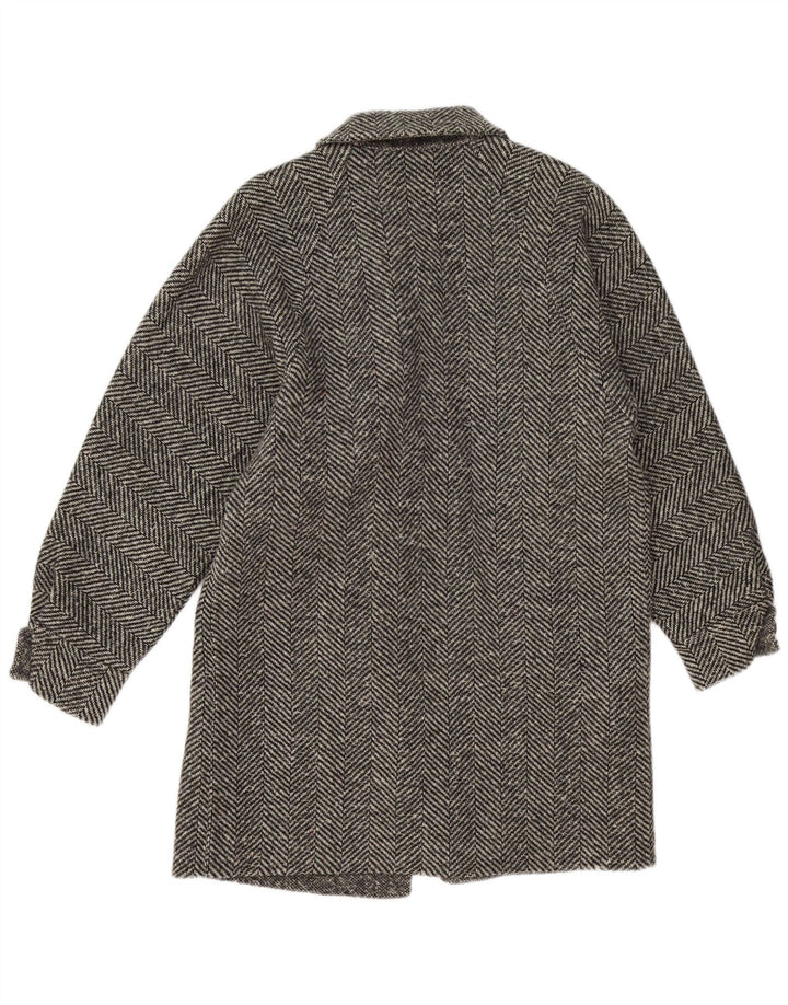 Płaszcz damski w stylu vintage UK 14 Średni szary w jodełkę