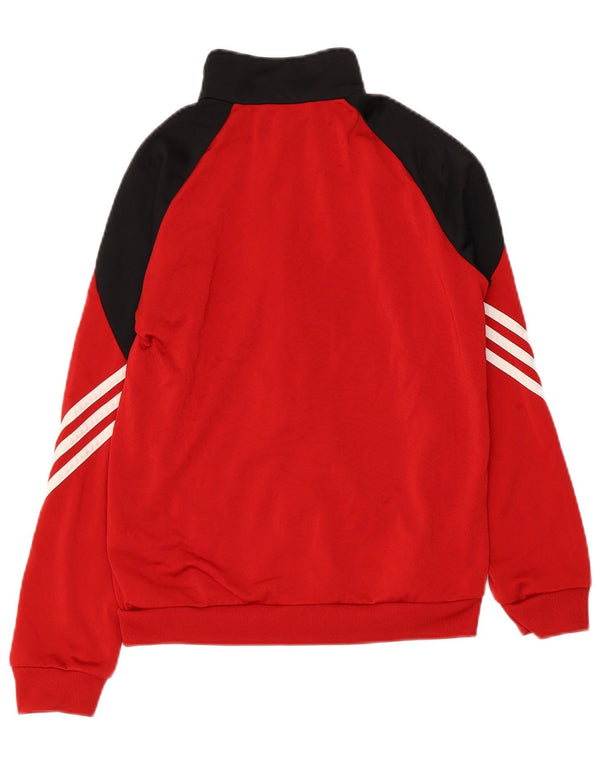 ADIDAS Boys Tracksuit Top Jacket 11-12 Years Large Red Colourblock