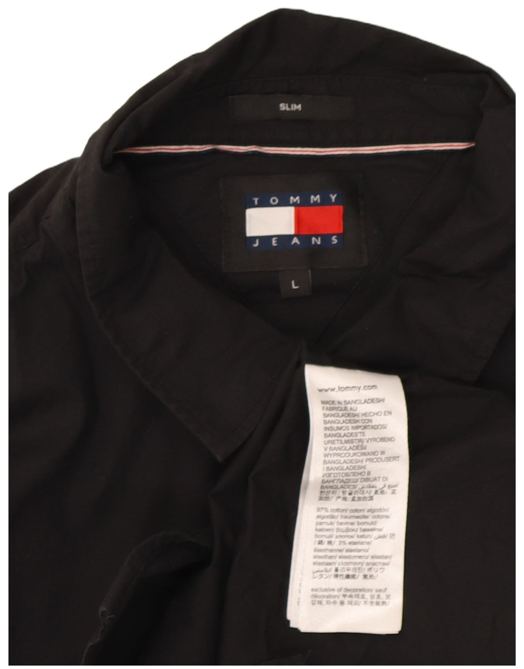 Męska koszula slim fit Tommy Hilfiger, duża, czarna, bawełniana