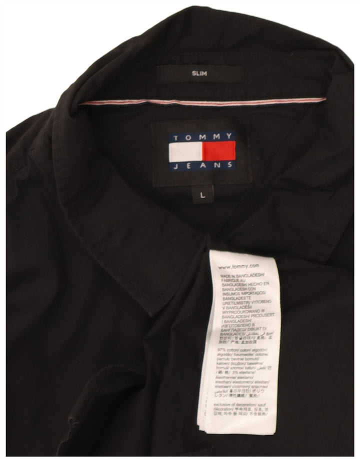 Męska koszula slim fit Tommy Hilfiger, duża, czarna, bawełniana