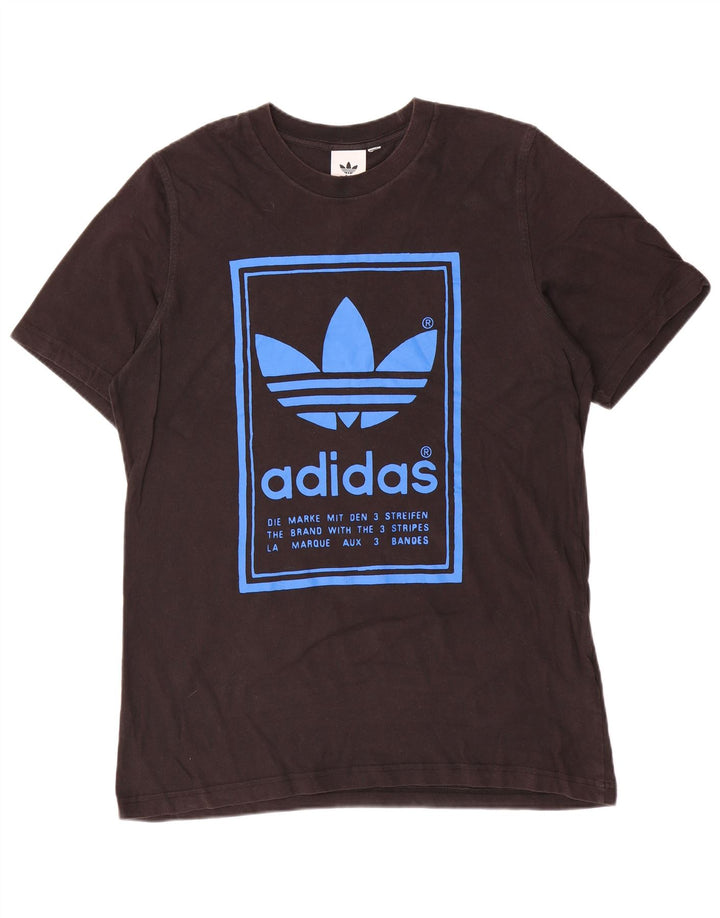 Męska koszulka z trzema paskami Adidas z grafiką, średnia, czarna bawełna