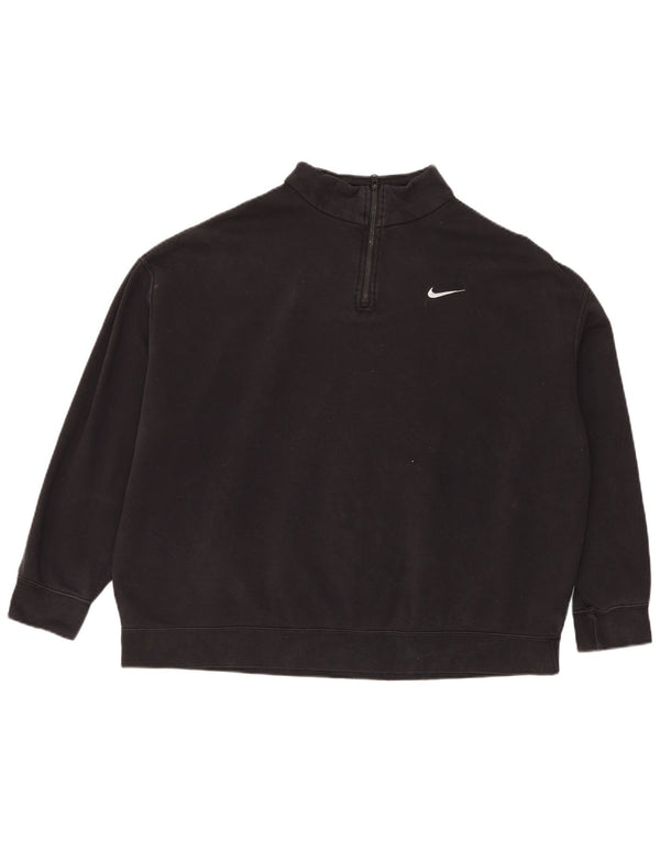 Damski sweter oversize z zamkiem błyskawicznym Nike, UK 16, duży, czarny, bawełniany