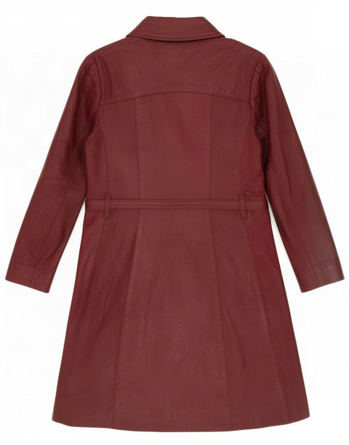 Vintage Womens Leather Coat IT 44 Medium Burgundy