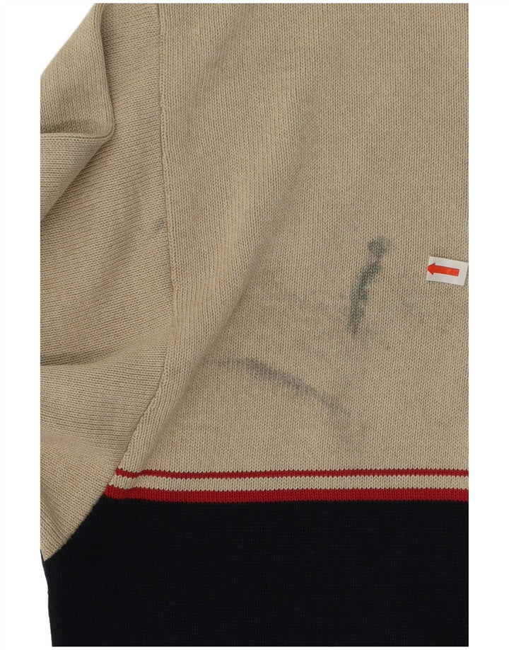 Sweter męski w stylu vintage, duży, beżowy, blok kolorów, poliakryl