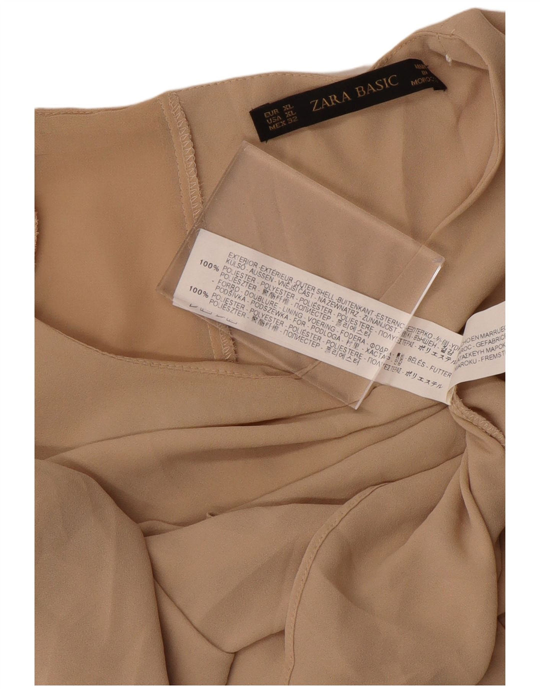 Damska bluzka koszulowa Zara UK 18 XL Beżowy poliester