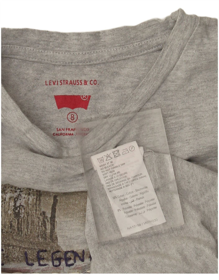 Chłopięcy top z grafiką Levi's z długim rękawem, 7-8 lat, szara bawełna w plamki