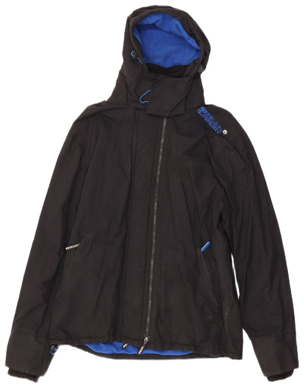 Superdry Mens Windcheater Hooded Windbreaker Jacket UK 44 2XL Black Sports