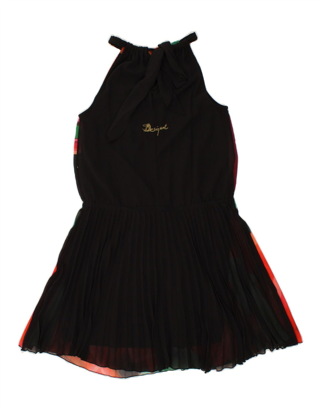 DESIGUAL Womens Graphic Halter Dress EU 40 Medium Black Geometric Vintage Desigual and Second-Hand Desigual from Messina Hembry 