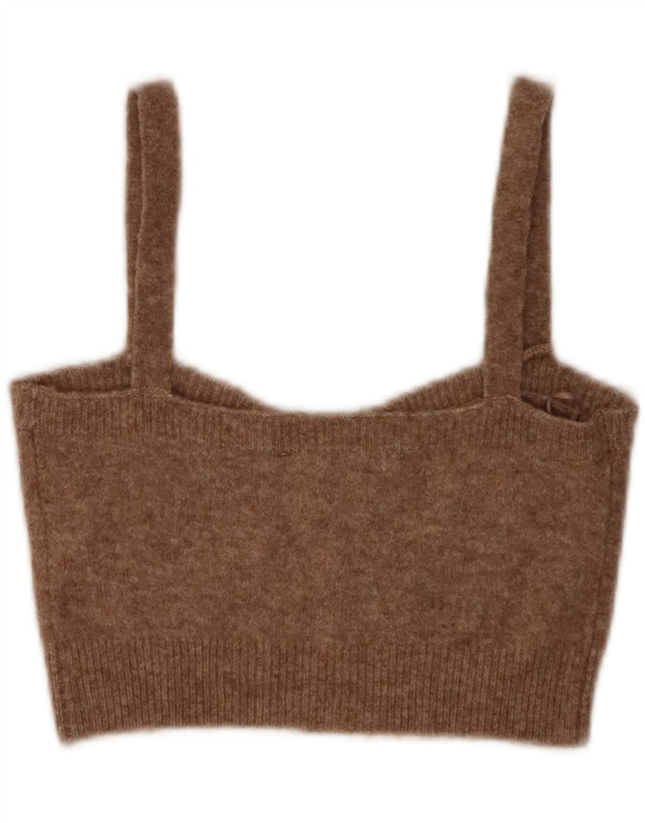 ZARA Womens Crop Knit Cami Top UK 8 Small Brown Acrylic Vintage Zara and Second-Hand Zara from Messina Hembry 