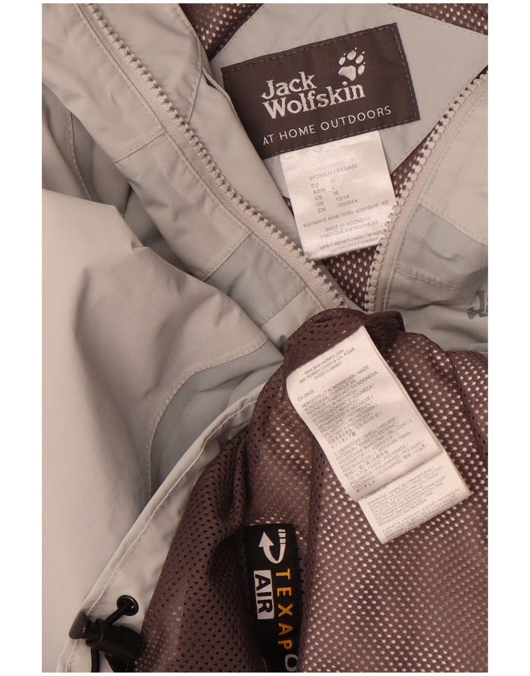 Damska kurtka przeciwdeszczowa Jack Wolfskin z kapturem UK 12/14 w kolorze średnioszarym