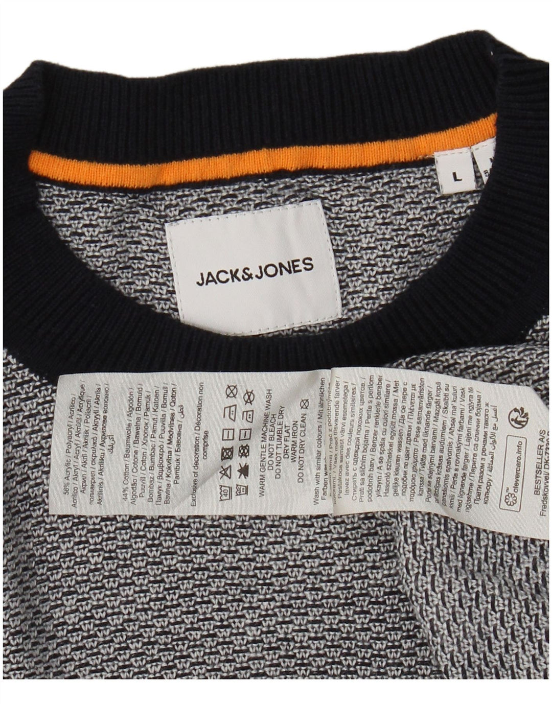 JACK & JONES Męski sweter z okrągłym dekoltem, duży, szary, akrylowy