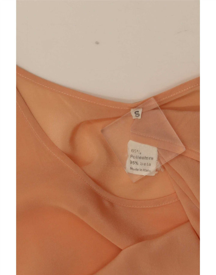 Top damski w stylu vintage, kamizelka UK 10, mały, różowy poliester