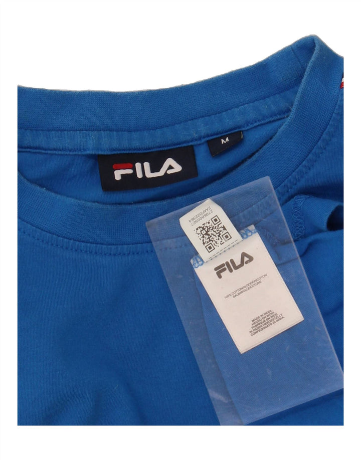 FILA Mens Graphic T-Shirt Top Medium Blue Colourblock Cotton Vintage Fila and Second-Hand Fila from Messina Hembry 
